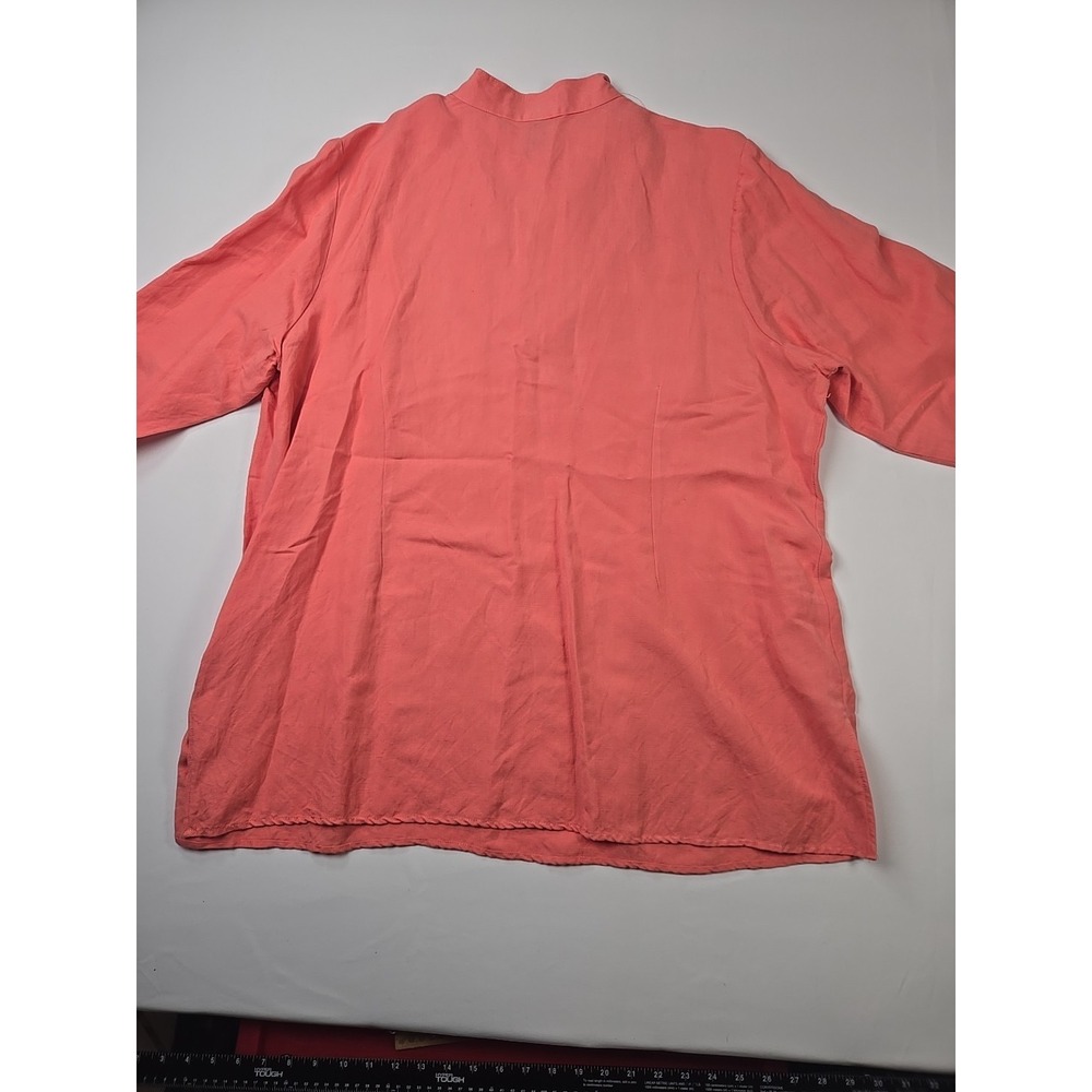Ashley Stewart Coral Linen & Rayon V-neck Side-Zip Tunic Top Plus 22w - Picture 7 of 7